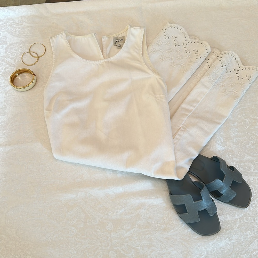 J crew white denim dress , size 8 , white